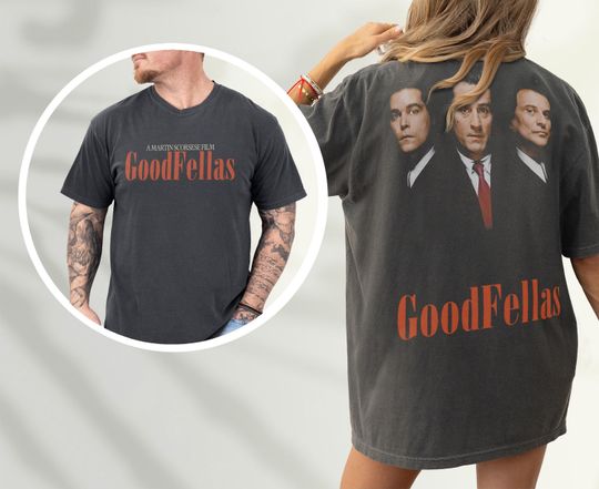 Discover Goodfellas Graphic T-Shirt, Vintage 90s Mafia Movie Memorabilia, Martin Scorsese Rober De Niro Goodfellas Movie Poster Tee Shirt Merch