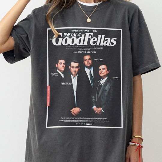 Discover Retro Goodfellas Shirt, Good Fellas Japanese Text Movie Tee Shirt Martin Scorcese Gangster Mafia Film, Movie Memorabilia Gift
