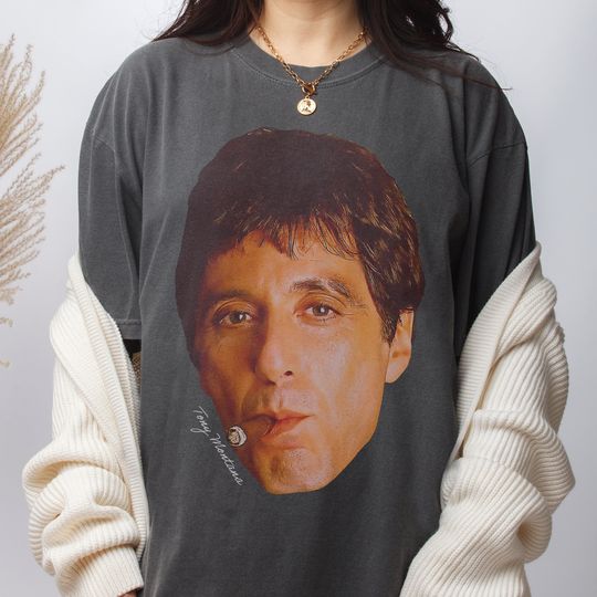 Scarface Movie Shirt, Retro Tony Montana Scar face Retro Oversized Heavyweight T-Shirt, 80s Gangster Film Bootleg Streetwear Tee