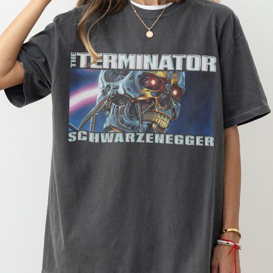 Retro Terminator Movie Shirt, Vintage 80s Action Sci-Fi Film Memorabilia Graphic T-Shirt, Arnold Schwarzenegger Cyberdyne, Gift for Dad