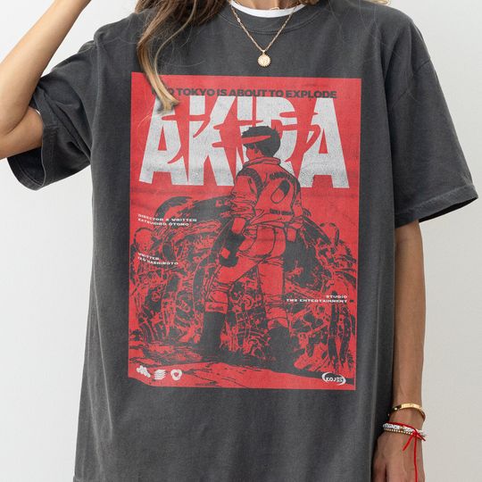 Akira T-Shirt, Anime Movie Gift Shirt, Vintage Retro 80s Manga Japanese Neo Tokyo Red Graphic Tshirt, Cyberpunk Akira Anime Lover Gift