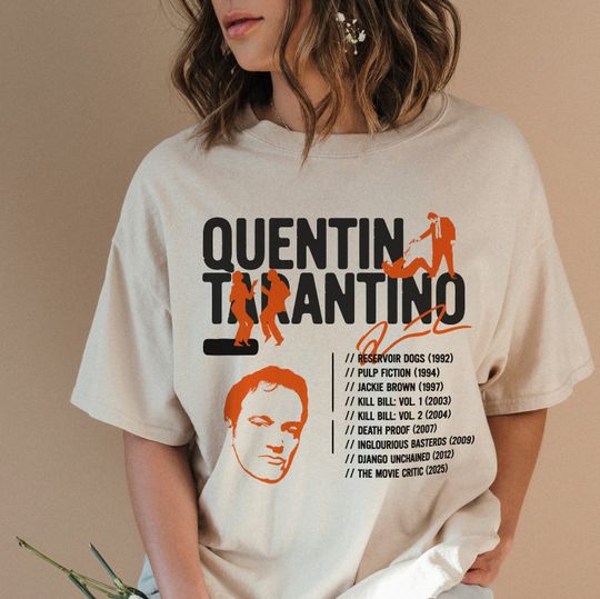 Quentin Tarantino T-Shirt, Men Women Tarantino Direct Movie List Graphic Tee Shirt Streetwear, Django, Pulp Fiction, Kill Bill