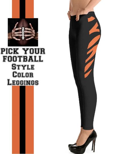 Discover Cincinnati Fan/ Team Colors With Black and Orange Tiger Stripes/ Cute Ladies Football Style Sports Leggings