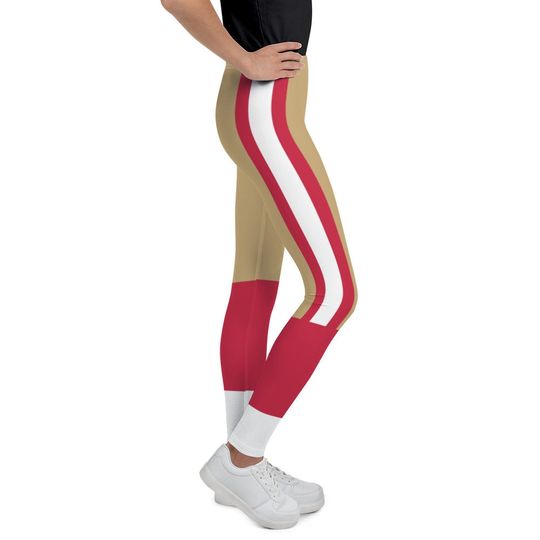 Youth San Francisco Football Uniform/Team Colors With White Scarlet and Gold Stripes/Cute Football Style Sports Leggings