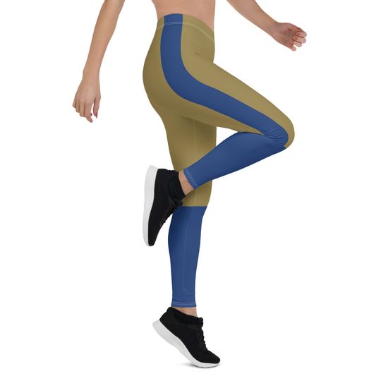 Discover Winnipeg  Canada Leggings / Winnipeg Fan/Team Colors Dark Tan With Cornflower Blue Stripe/ Ladies Football Style Sports Leggings