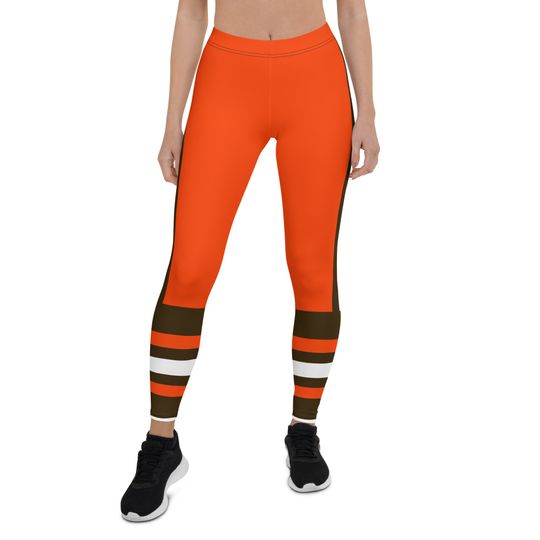 Discover Cleveland Football Uniform/Team Colors With Brown WS/Cute Ladies Football Style Sports Leggings