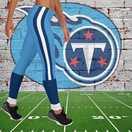 Tennessee Fan/Team Colors With Navy Blue-White Striped/Cute Ladies Football Style Sports Leggings