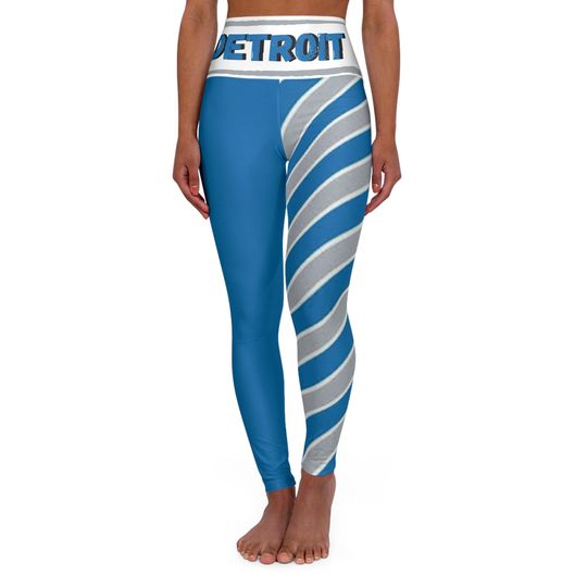 Detroit Football Themed Waisted Yoga Leggings