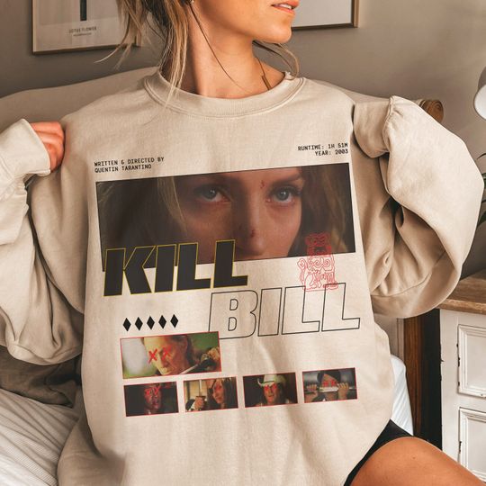 Kill Bill Inspired Movie Graphic Sweatshirt Version 2  Unisex, Vintage Film Aesthetic, Soft Cotton Blend, Bold Statement Pullover
