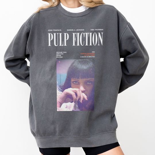 Retro Pulp Fiction Sweatshirt, Unisex Retro Quentin Tarantino Movie Oversized Crewneck Sweater, Best Movies All Time Memorabilia