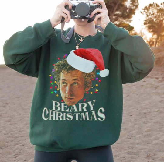 Discover The Bear Show Christmas Sweatshirt, Jeremy Allen White Santa Xmas Sweater The Bear TV Show, The Original Beef Red Green Holiday Crewneck