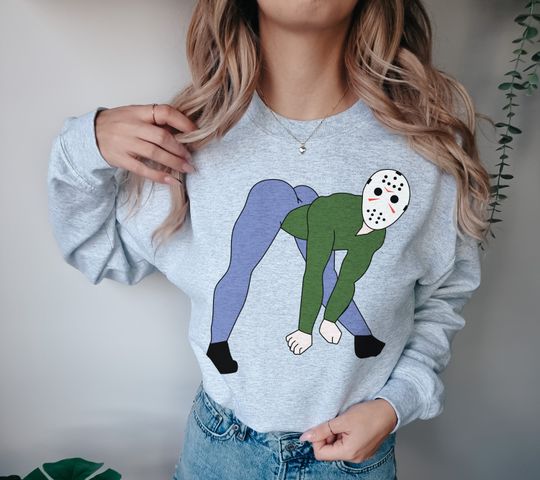 Discover Jason Voorhees Sweatshirt, Retro Funny Friday the 13th Horror Movie Crewneck Sweatshirt, Cute Movie Memorabilia Apparel