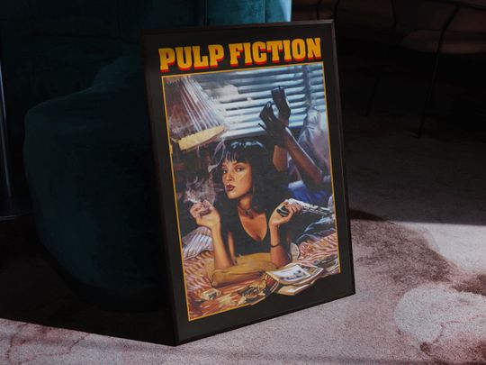 Pulp Fiction Movie Poster, Vintage Quentin Tarantino Film Poster, Pulp Fiction Memorabilia Collectible