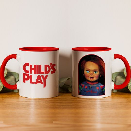 Chucky Child's Play Coffee Mug, Retro Horror Movie Collectible, Chucky Doll Vintage Ceramic Coffee Cup for 80s Movie Lovers