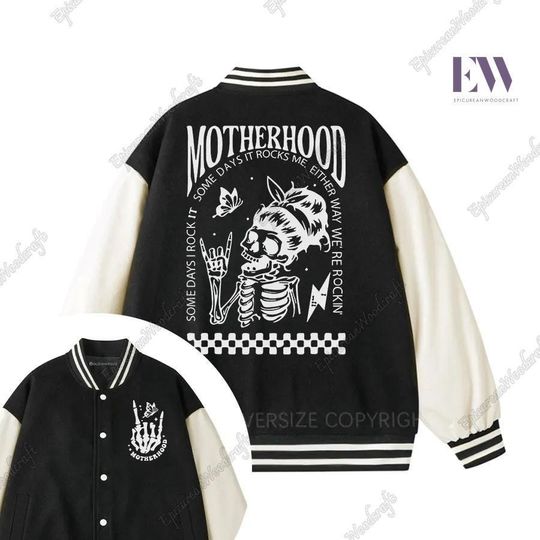 Motherhood Skeleton Baseball Jacket, Skeleton Jacket Men, Halloween Jackets For Men, Funny Skeleton Racing Jacket, Halloween Gift