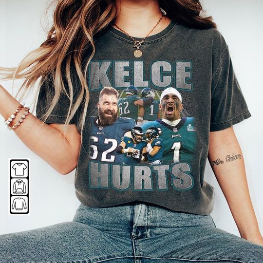 Discover Jason Kelce Jalen Hurts Philadelphia Football Shirt, Eagles Football Bros 90s Vintage Bootleg Graphic Tee, Football Fan Gift 1309P
