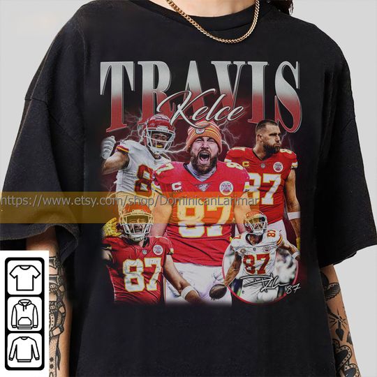 Discover Vintage 90s Graphic Style Travis Kelce T-Shirt, Travis Kelce Shirt, Kansas City Football Shirt, Vintage Oversized Sport Shirt Sweatshirt