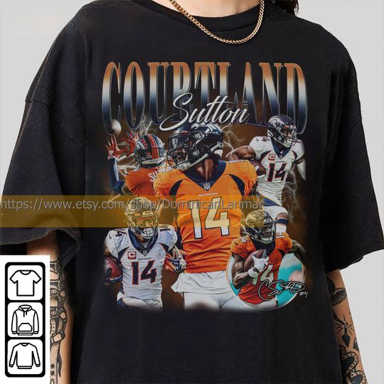 Discover Vintage 90s Graphic Style Courtland Sutton T-Shirt, Courtland Sutton Shirt, Denver Football Shirt, Vintage Oversized Sport Shirt