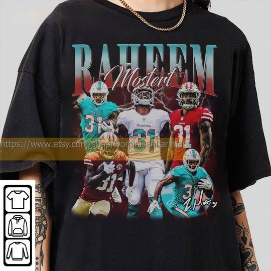 Vintage 90s Graphic Style Raheem Mostert T-Shirt, Raheem Mostert Shirt, Miami Football Shirt, Vintage Oversized Sport Shirt