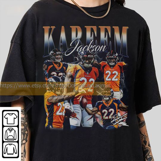 Discover Vintage 90s Graphic Style Kareem Jackson T-Shirt, Kareem Jackson Shirt, Denver Football Shirt, Vintage Oversized Sport Shirt