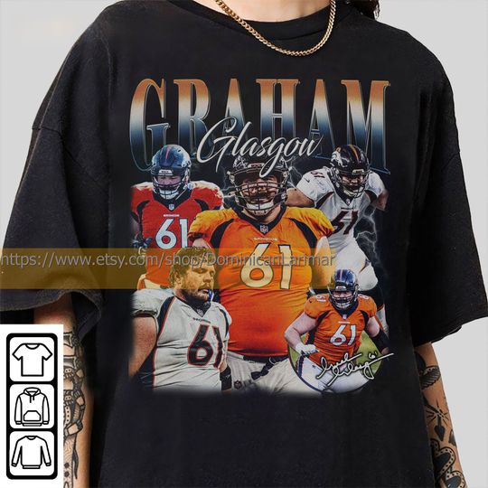 Discover Vintage 90s Graphic Style Graham Glasgow T-Shirt, Graham Glasgow Shirt, Denver Football Shirt, Vintage Oversized Sport Shirt