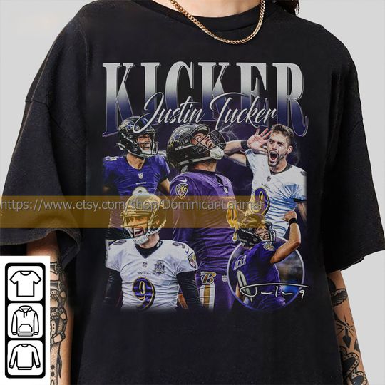 Vintage 90s Graphic Style Kicker Justin Tucker T-Shirt, Kicker Justin Tucker Shirt, Baltimore Football Shirt, Vintage Oversized Sport Shirt