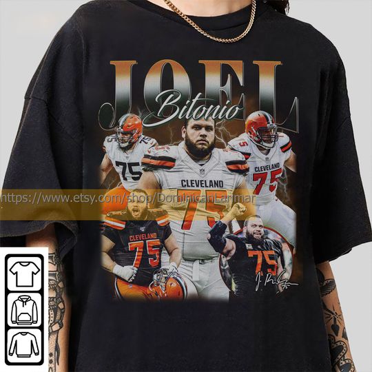 Discover Vintage 90s Graphic Style Joel Bitonio T-Shirt, Joel Bitonio Shirt, Cleveland Football Shirt, Vintage Oversized Sport Shirt
