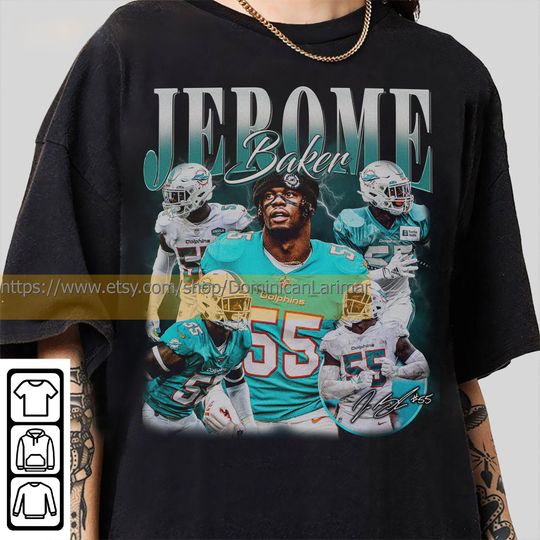 Discover Vintage 90s Graphic Style Jerome Baker T-Shirt, Jerome Baker Shirt, Miami Football Shirt, Vintage Oversized Sport Shirt