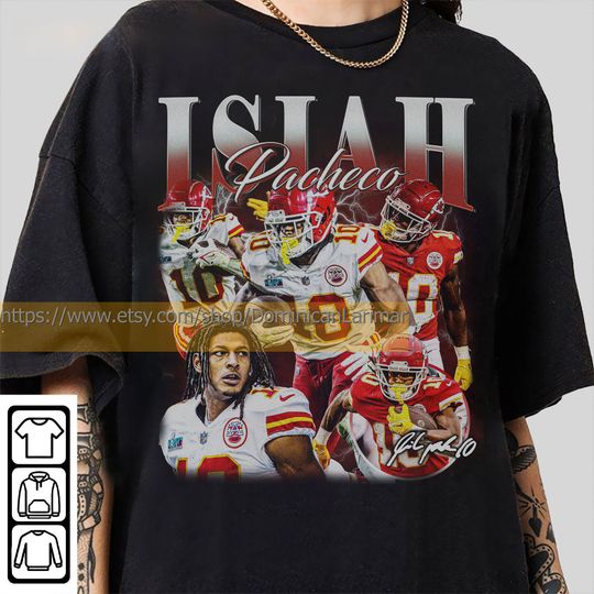 Discover Vintage 90s Graphic Style Isiah Pacheco T-Shirt, Isiah Pacheco Shirt, Kansas City Football Shirt, Vintage Oversized Sport Shirt