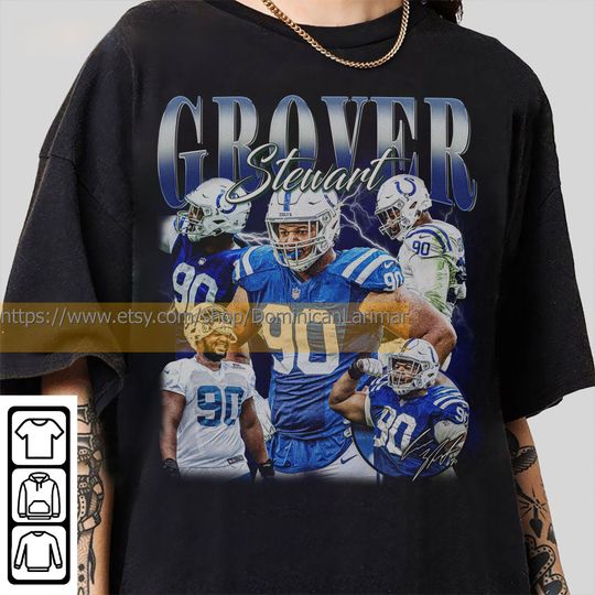 Discover Vintage 90s Graphic Style Grover Stewart T-Shirt, Grover Stewart Shirt,Indianapolis Football Shirt, Vintage Oversized Sport Shirt