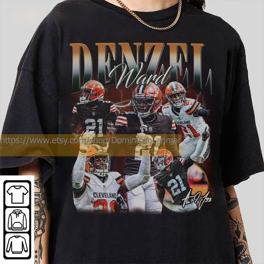 Discover Vintage 90s Graphic Style Denzel Ward T-Shirt, Denzel Ward Shirt, Cleveland Football Shirt, Vintage Oversized Sport Shirt