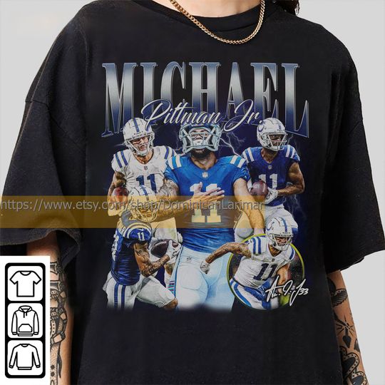 Discover Vintage 90s Graphic Style Michael Pittman Jr. T-Shirt, Michael Pittman Jr. Shirt, Indianapolis Football Shirt, Vintage Oversized Sport Shirt