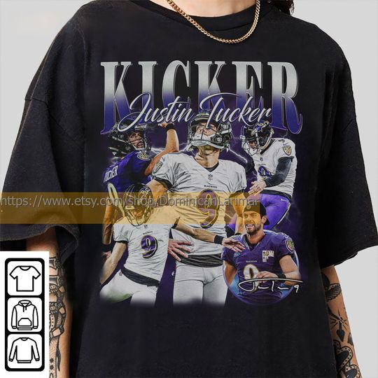 Discover Vintage Kicker Justin Tucker T-Shirt, Kicker Justin Tucker Shirt, Baltimore Football Shirt, Vintage Oversized Sport Shirt