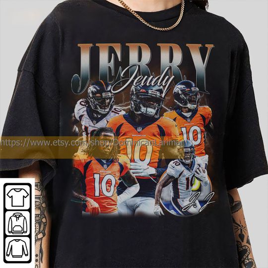 Discover Vintage 90s Graphic Style Jerry Jeudy T-Shirt, Jerry Jeudy Shirt, Denver Football Shirt, Vintage Oversized Sport Shirt