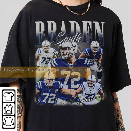Discover Vintage 90s Graphic Style Braden Smith T-Shirt, Braden Smith Shirt, Indianapolis Football Shirt, Vintage Oversized Sport Shirt
