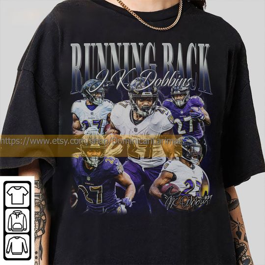 Vintage 90s Graphic Style J.K. Dobbins T-Shirt, J.K. Dobbins Shirt, Baltimore Football Shirt, Vintage Oversized Sport Shirt