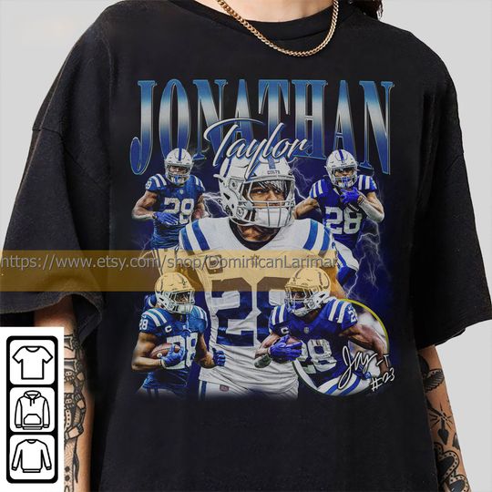 Discover Vintage 90s Graphic Style Jonathan Taylor T-Shirt, Jonathan Taylor Shirt, Indianapolis Football Shirt, Vintage Oversized Sport Shirt