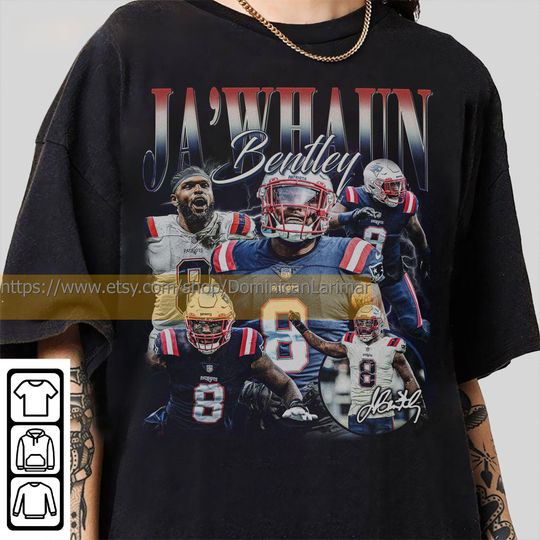 Discover Vintage 90s Graphic Style  JaWhaun Bentley T-Shirt,  JaWhaun Bentley Shirt, New England Football Shirt, Vintage Oversized Sport Shirt