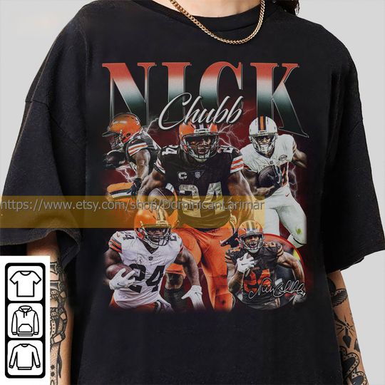 Discover Vintage 90s Graphic Style Nick Chubb T-Shirt, Nick Chubb shirt, Vintage Oversized Sport Tee, Retro American Football Bootleg Gift