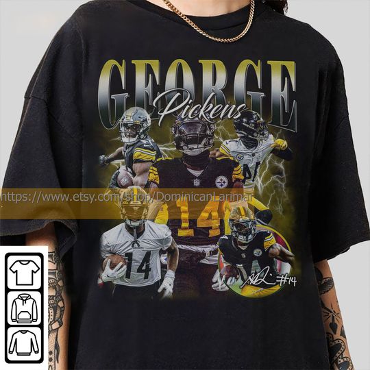 Discover Vintage 90s Graphic Style George Pickens T-Shirt, George Pickens Shirt, Pittsburgh Football Shirt, Vintage Oversized Sport Shirt