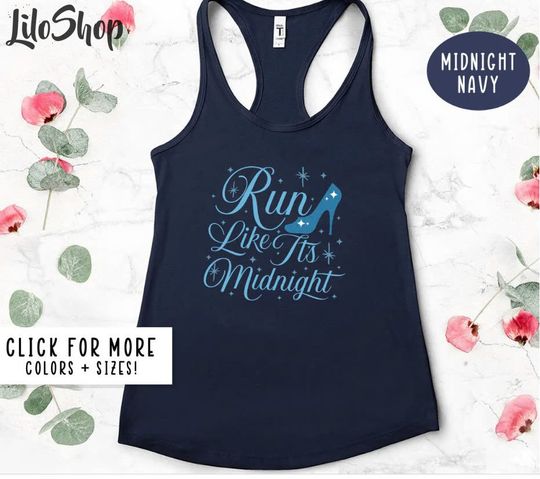 Discover Run Like It's Midnight Tank Top, Cinde Running Tank, Magic Kingdom Tee, Fitness Tank For Women
