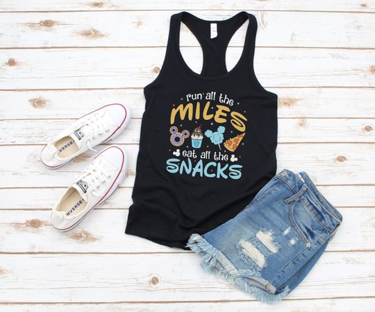 Discover Run all the Miles Eat all the Snacks Tank Top, Running Tank , 5k Running Tank, Snacks Running Tank Top, Funny Tank Top