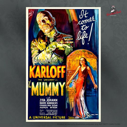 New Vintage Retro Horror Movie Poster | The Mummy | Boris Karloff