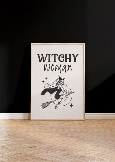 Discover Retro Witch Halloween Poster, Trendy Gothic Dcor, Vintage Witch Print, Quote Art Aesthetic
