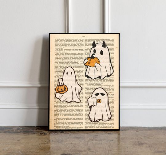 Vintage Halloween Print, Vintage Autumn poster, Halloween wall art Decor