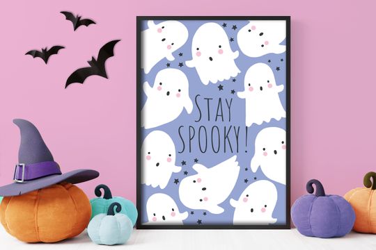 Discover Stay Spooky! - Cute Ghost, Pastel Halloween, Poster Print, Wall Art