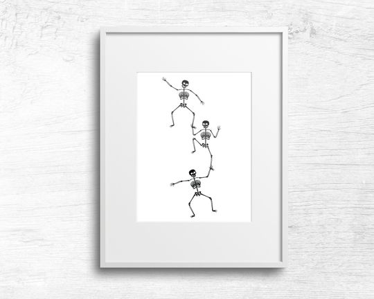 Discover Halloween Skeleton Sign, Spooky Halloween Poster, Halloween Art Print