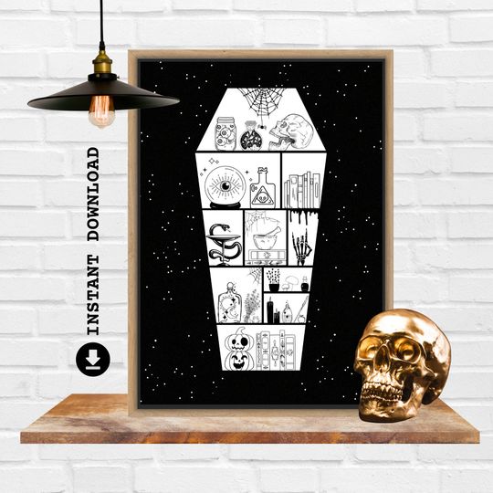 Discover COFFIN Poster | DIY Halloween Party Decor | Printable Halloween Poster | Witchy Decor