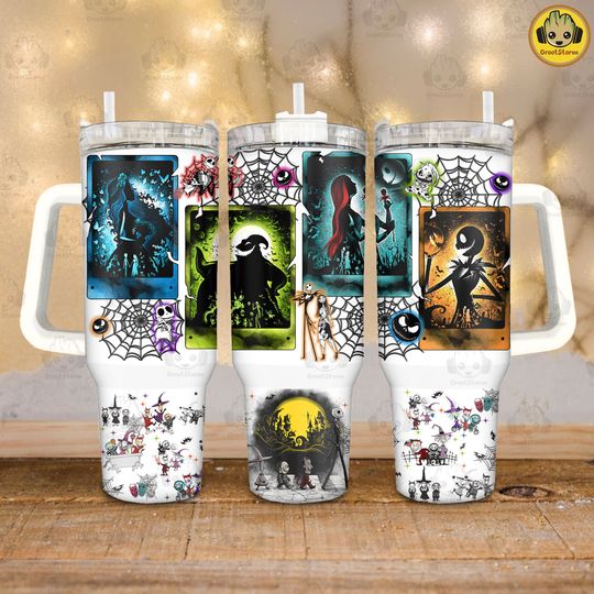 Discover Halloween Floral Nightmare Character 40 oz Quencher Tumbler, Horror Tarot 40oz Tumbler