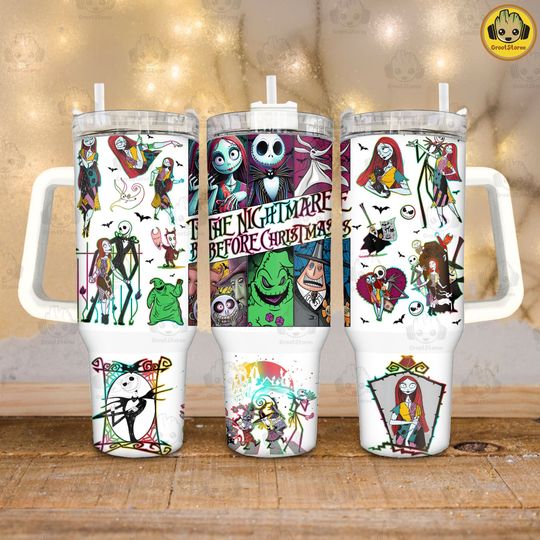 Discover Halloween Nightmare Couple 40 oz Quencher Tumbler, Horror Jack Halloween 40oz Tumbler